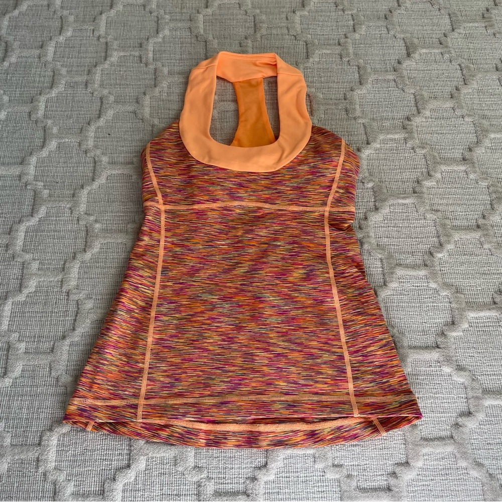 Lululemon scoop neck tank, size 4, orange multicolor